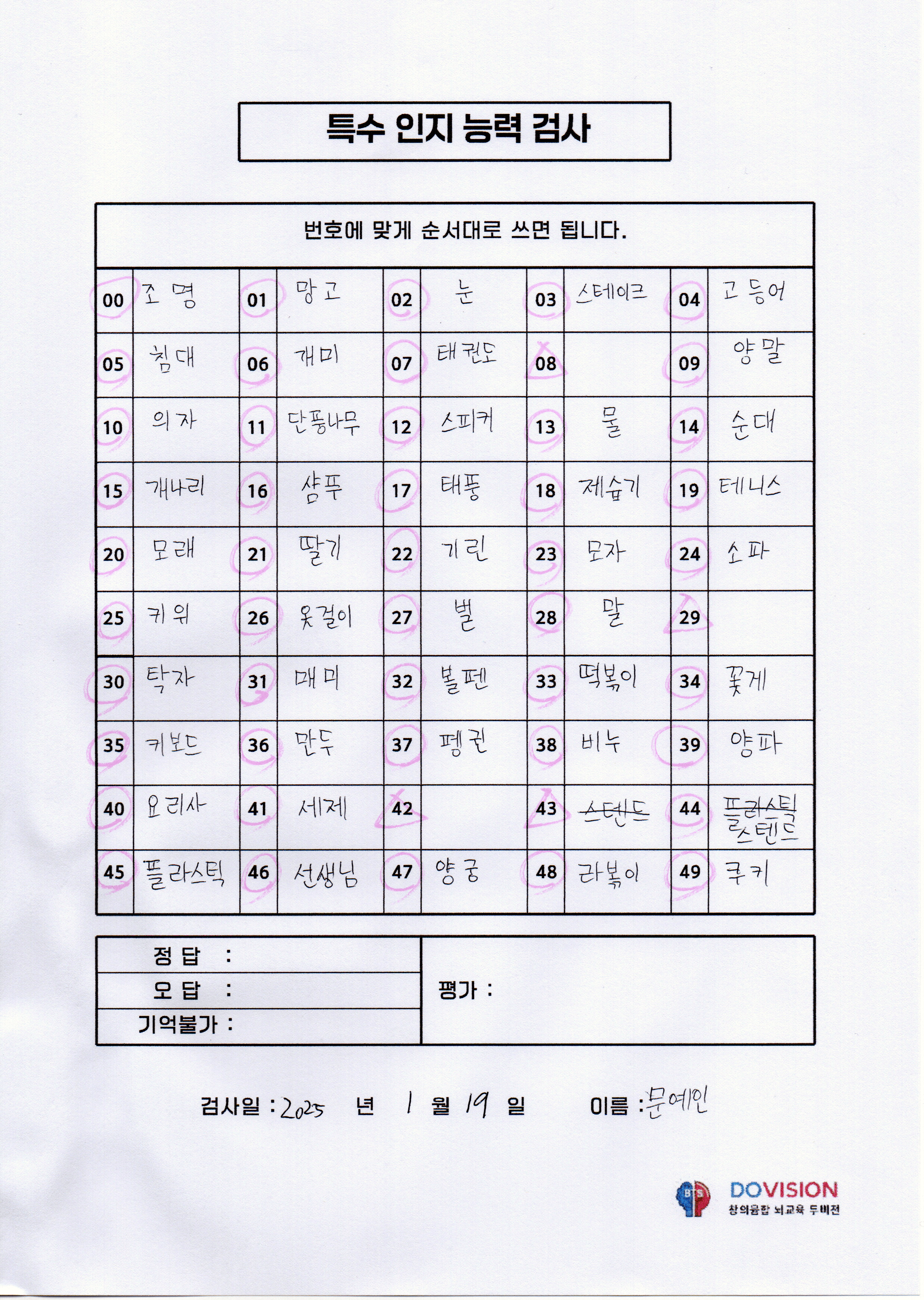 두비전 수업에서 아이가 단어를 이미지로 바꿔 기록한 결과물
